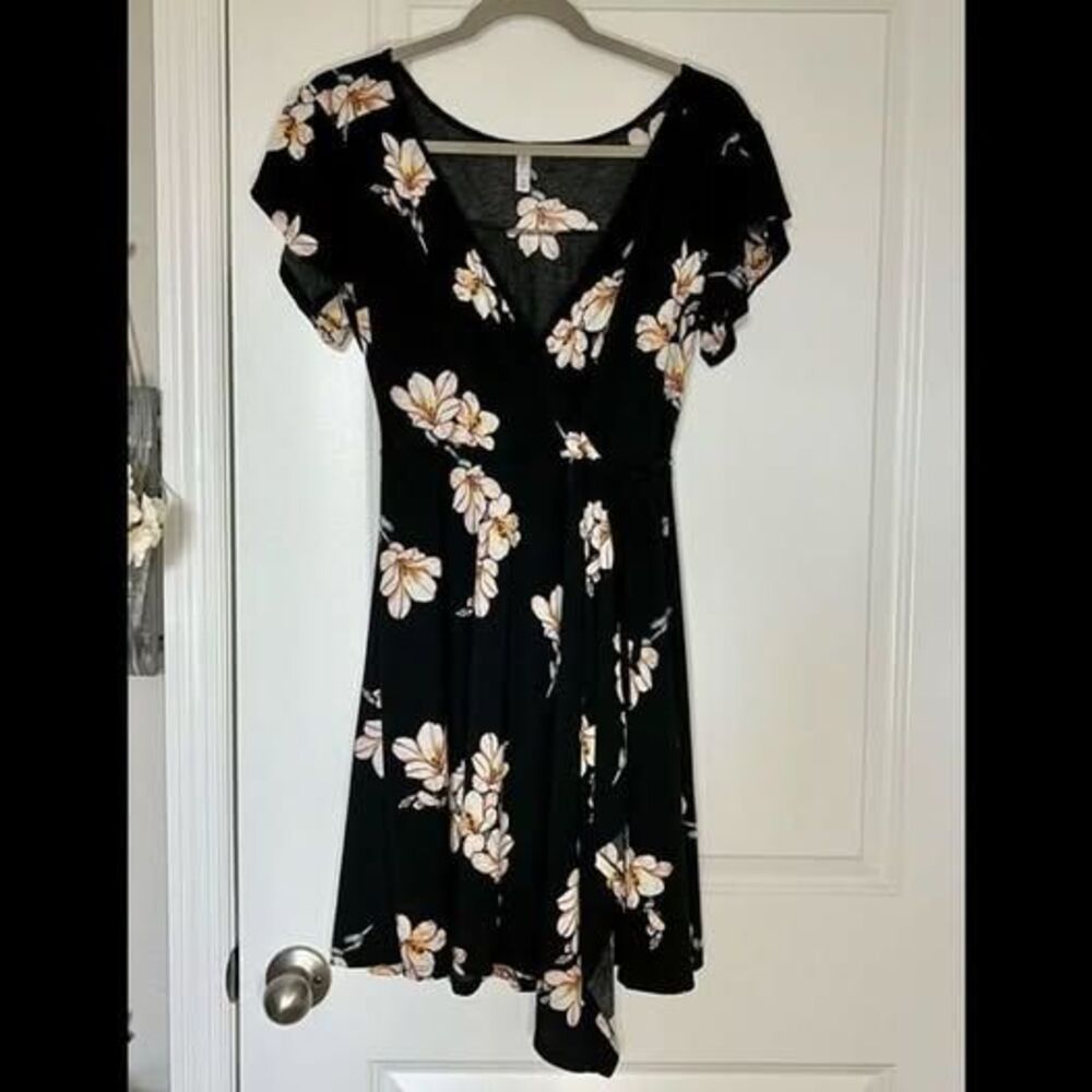 Black Floral Tie Summer Dress